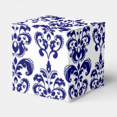 Navy Blue, White Damask Pattern 2 Bedankdoosjes (Achterkant)