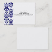 Navy Blue, White  Damask Pattern 2 Visitekaartje (Voorkant / Achterkant)