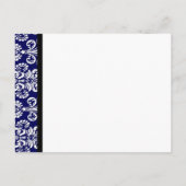 Navy Blue & White Damask Save The Date Briefkaart (Achterkant)