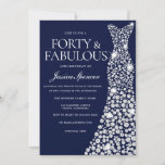 Navy Blue White Dress 40th Fabulous Birthday Party Kaart<br><div class="desc">Navy Blue White Dress 40th Fabulous Birthday Party Variaties in uitnodiging en overeenkomende objecten in onze winkel</div>