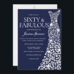 Navy Blue White Dress 60th Fabulous Birthday Party Kaart<br><div class="desc">Navy Blue White Dress 60th Fabulous Birthday Party Invitation Variations to the uitnodiging and matching items in our store</div>