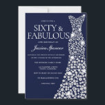 Navy Blue White Dress 60th Fabulous Birthday Party Kaart<br><div class="desc">Navy Blue White Dress 60th Fabulous Birthday Party Invitation Variations to the uitnodiging and matching items in our store</div>