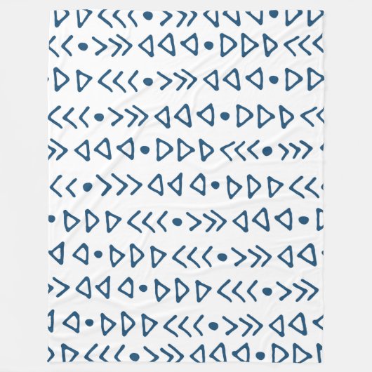 Navy Blue White driehoekspatroon Fleece Deken (Voorkant)