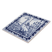 Navy Blue White Duck Ducking Dedham Delft  Tegeltje (Zijkant)