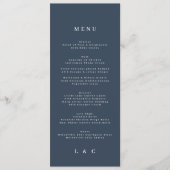 Navy Blue White Elegant Classic Wedding Menu (Voorkant)