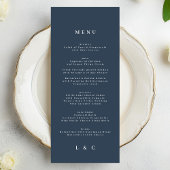 Navy Blue White Elegant Classic Wedding Menu