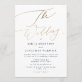 Navy Blue White Elegant Faux Gold The Wedding Kaart (Voorkant)