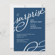 Navy Blue & White Elegant Surprise Birthday Party