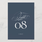 Navy Blue White Elegant Wedding 5 x 7 Table Number Kaart (Voorkant)