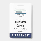 Navy Blue White Employee ID Grote Logo Badge (Voorzijde)