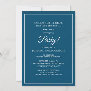 Navy Blue White Empty Nest Party Kaart
