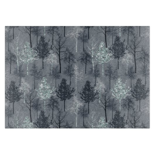 Navy Blue White en Faux Glitter Bomen Snijplank (Voorkant)