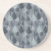 Navy Blue White en Faux Glitter Bomen Zandsteen Onderzetter (Voorkant)