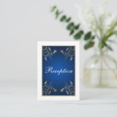 Navy Blue, White en Gold Floral Enclosure Kaart (Staand voorkant)