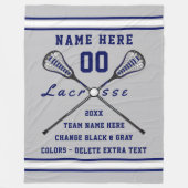 Navy Blue, White en Grey LaCrosse Fleece Blanket (Voorkant)
