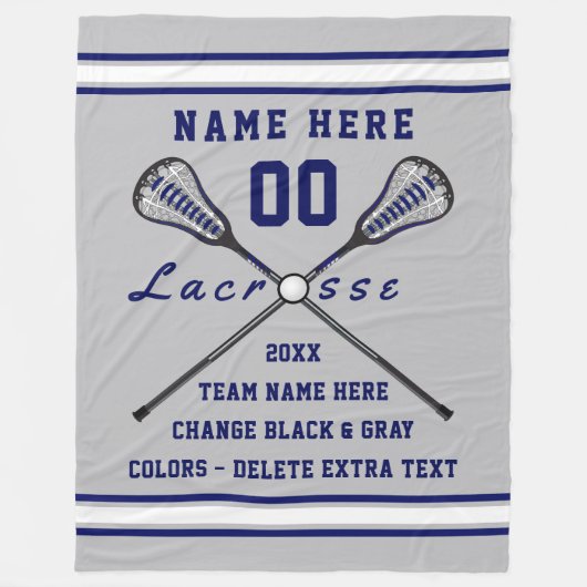 Navy Blue, White en Grey LaCrosse Fleece Blanket (Voorkant)