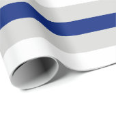 Navy Blue White en grijs gestreept verpakkingspapi Cadeaupapier (Rol Hoek)