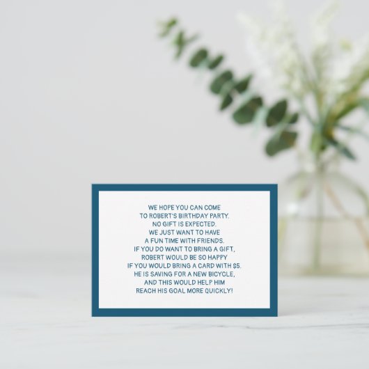 Navy Blue White Fiver 5 Dollar Birthday Party Informatiekaartje (Staand voorkant)