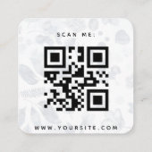 Navy Blue & White Floral Chic QR Code Weddenschap Informatiekaartje (Achterkant)