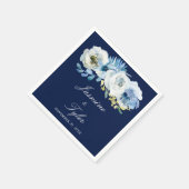 Navy Blue White Floral Elegant Modern Wedding Servet (Hoek)