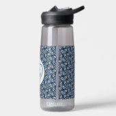 Navy Blue / White Floral met waterflesje voor anke Waterfles (Links)