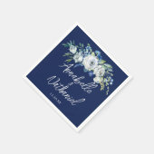 Navy Blue White Floral Modern Evening Wedding Servet (Hoek)