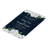 Navy Blue White Floral Wedding Save the Date Magneet (Linkerzijde)