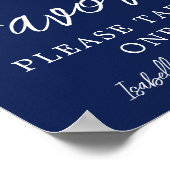 Navy Blue White Floral Winter Wedding Favors Poster (Hoek)