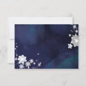 Navy Blue & White Floral Winter Wedding RSVP Kaartje (Achterkant)