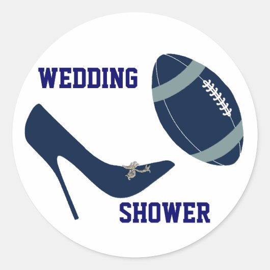 Navy Blue & White Football Thémarcoop Seal Ronde Sticker (Voorkant)