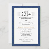 Navy Blue & White Formal Afstuderen Invitation Kaart (Voorkant)