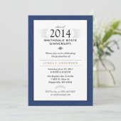 Navy Blue & White Formal Afstuderen Invitation Kaart (Staand voorkant)