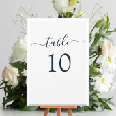 Navy Blue White Formele Elegant Table Number Kaart