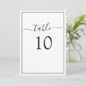Navy Blue White Formele Elegant Table Number Kaart (Staand voorkant)