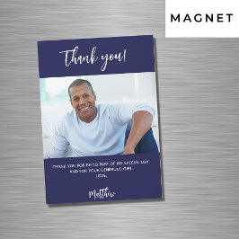 Navy blue white foto bedankt magnet