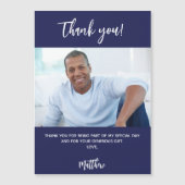 Navy blue white foto bedankt magnet (Voorkant)
