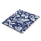 Navy Blue White Frog Snail Fern Leaf Cobalt Tegeltje (Zijkant)