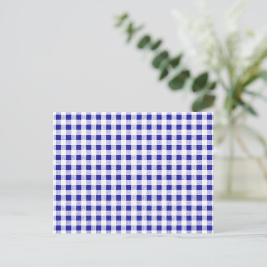 Navy Blue White Gingham Pattern Briefkaart (Staand voorkant)