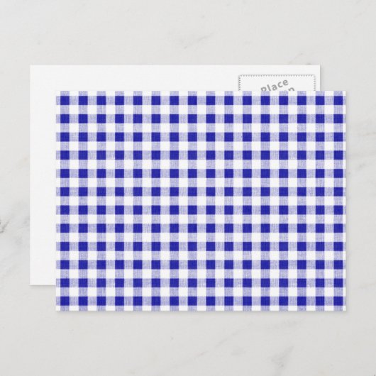 Navy Blue White Gingham Pattern Briefkaart (Voorkant / Achterkant)