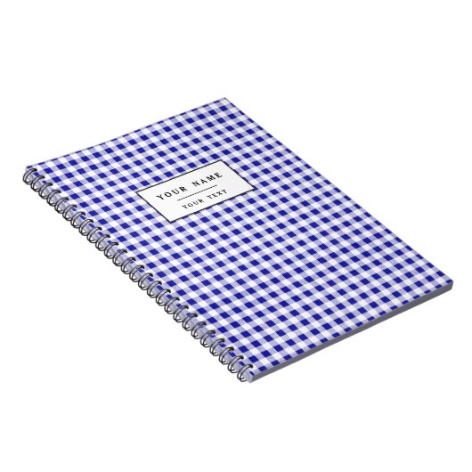Navy Blue White Gingham Pattern Notitieboek (Rechterzijde)