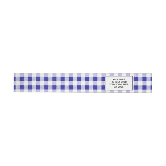 Navy Blue White Gingham Pattern Omwikkelbaar Adreslabel (Individueel)