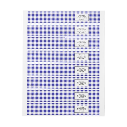 Navy Blue White Gingham Pattern Omwikkelbaar Adreslabel (Vel)