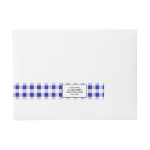 Navy Blue White Gingham Pattern Omwikkelbaar Adreslabel