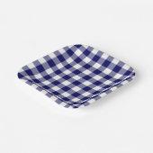 Navy Blue White Gingham Pattern Papieren Bordje (Gebogen)