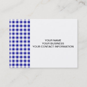 Navy Blue White Gingham Pattern Visitekaartje
