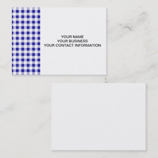 Navy Blue White Gingham Pattern Visitekaartje (Voorkant / Achterkant)