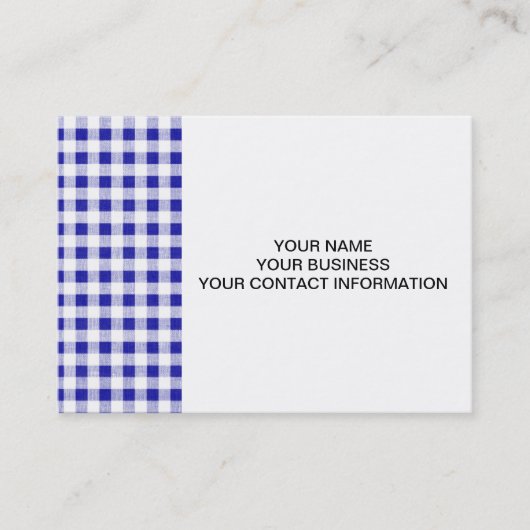Navy Blue White Gingham Pattern Visitekaartje (Voorkant)