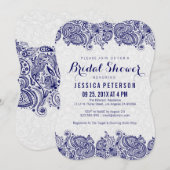 Navy Blue & White Girly Paisley Lace Kaart (Voorkant / Achterkant)