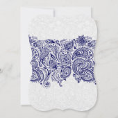 Navy Blue & White Girly Paisley Lace Kaart (Achterkant)