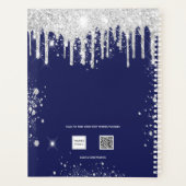 Navy blue white glitter drupt monogram script 2023 planner (Achterkant)